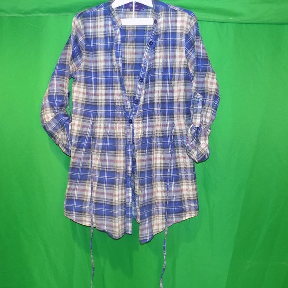 Womens Miley Cyrus & Max Azria Plaid button front Shirt (M) - Picture 1 of 7